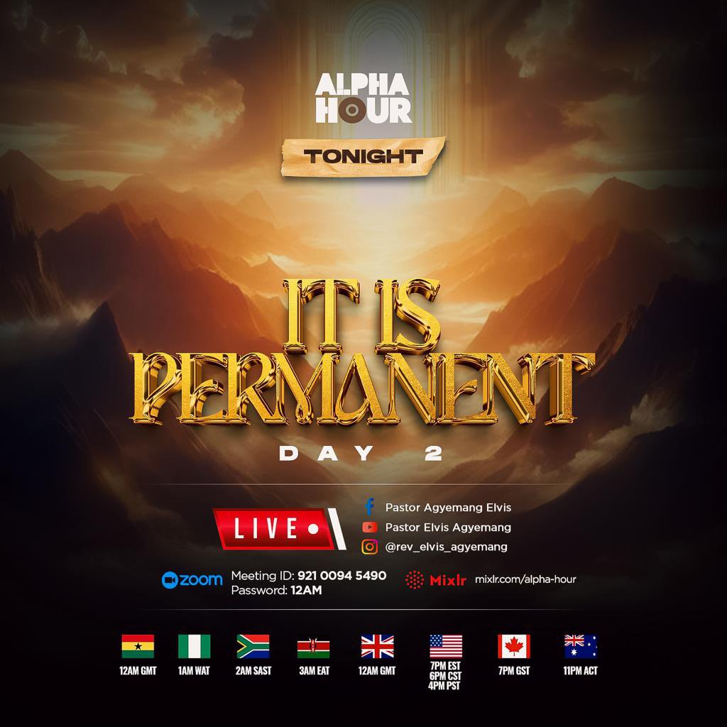 Alpharians, what the Lord will do for us again tonight will be permanent, there shall be no reversals in Jesus name. God is at work. He works wonders. His works are not reversible. Get ready to testify because your testimonies will be wonderful and they will remain permanent.