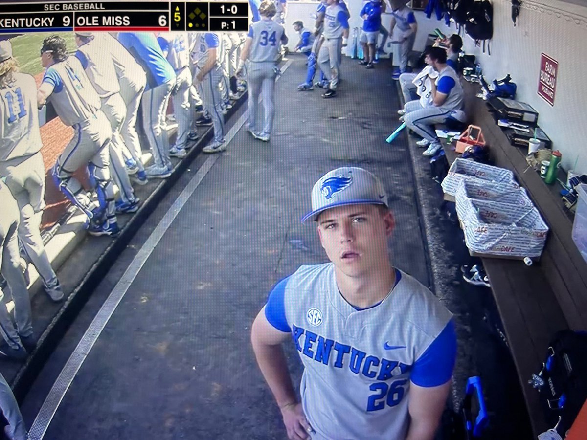That look when your teammates make you stare at the dugout cam for an inning for good vibes. @drew_lafferty26 x @NCAABaseball | @bigdonkey47
