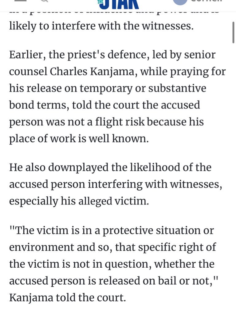 @NjeriWaMigwi Did lawyer Kanjama defend this one too? The other day he was arguing for a pedophile priest in Thika to be released on bail since “the victim is in a protective situation” so the priest can’t get to her even if he wanted to 😤 the-star.co.ke/counties/centr…