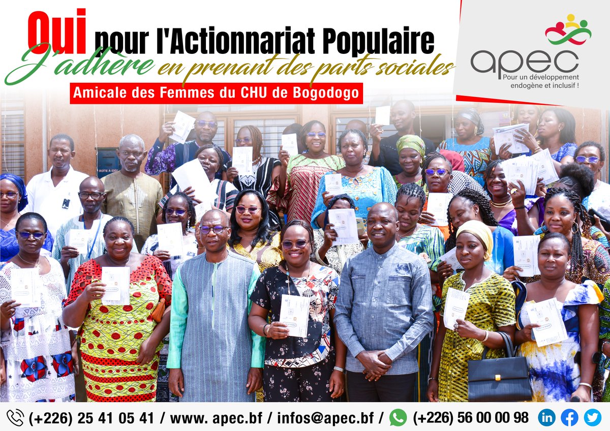 APECBurkina's tweet photo. Oui pour l'Actionnariat Populaire, J'adhère en prenant des parts sociales
Les souscriptions se poursuivent,
Contacts APEC :
Téléphone (+226) 25 41 05 41
WhatsApp (+226) 56 00 00 98
#developpementinclusif #Afrique #BurkinaFaso #APEC #DM_APEC #ActionnariatPopulaire https://t.co/yOUrXGIFII