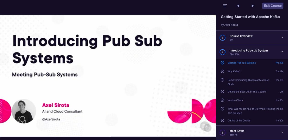 OnyeanunaE's tweet image. Hello @AxelSirota, I just started your Getting Started with Apache Kafka course on Pluralsight.

I got the opportunity from @forrestbrazeal&apos;s Cloud Resume Challenge partnership with @pluralsight.

Looking forward to learning something new!