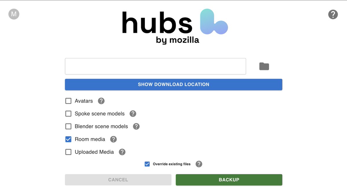 Today we have released a tool for Hubs users to download their data before Hubs is shut down on May 31, 2024. See this blog post for full details: hubs.mozilla.com/labs/downloadi… Questions about the download tool? Join our Discord server to get in touch: discord.gg/yxRFBGFT