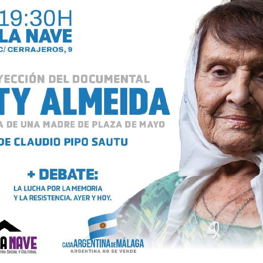 📅 12 DE ABRIL ⏰ 19.30 🏢 LA NAVE 📽 PROYECCIÓN DOCUMENTAL TATY ALMEIDA De Claudio Pipo Sautu 🎞La película muestra la vida y la lucha de Taty que representa la de todas sus compañeras que desde hace décadas exigen Memoria, Verdad y Justicia. CREAR & COOPERAR & TRANSFORMAR