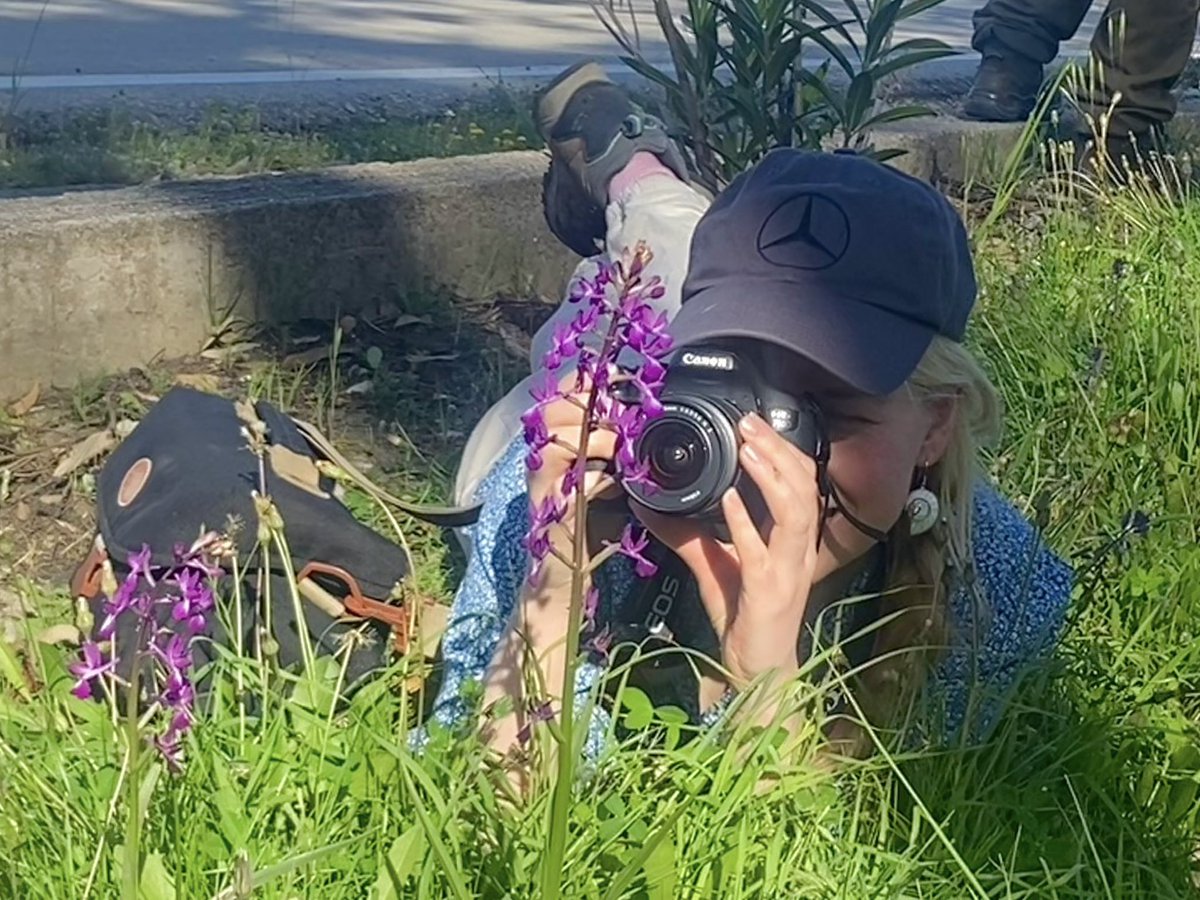 The photographs & the photographer 📸 Here’s another orchid species I photographed and saw for the first time today: Anacamptis laxiflora / The Loose-flowered Orchid (thanks @HardingRogerC for getting that snap of me at work!) 📍 Rhodes, Greece @Mariposa_Nature