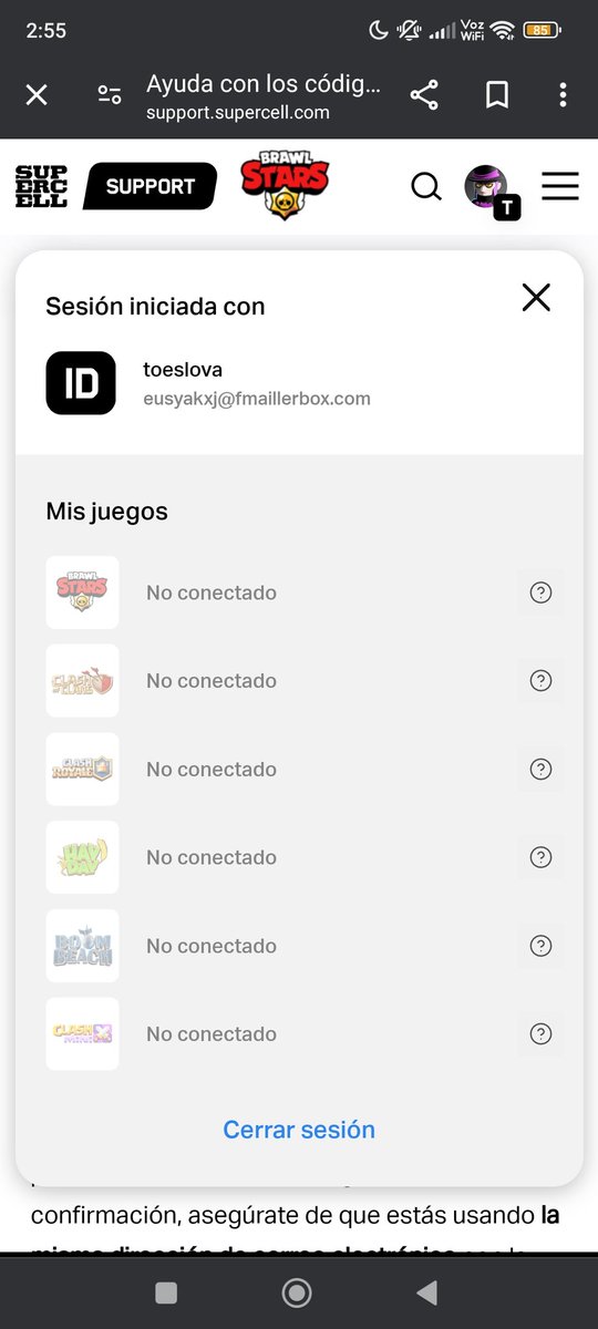 Ayuda porfavor me han robado la cuenta de Brawl stars mediante el cambio de correo del supercell id, no tengo idea de cómo han entrado a mi cuenta siendo que yo no la comparto con nadie. Ahí sale que el correo se cambió a eusyakxj@fmaillerbox.com siendo que no es el mio. Ayuda 🙏