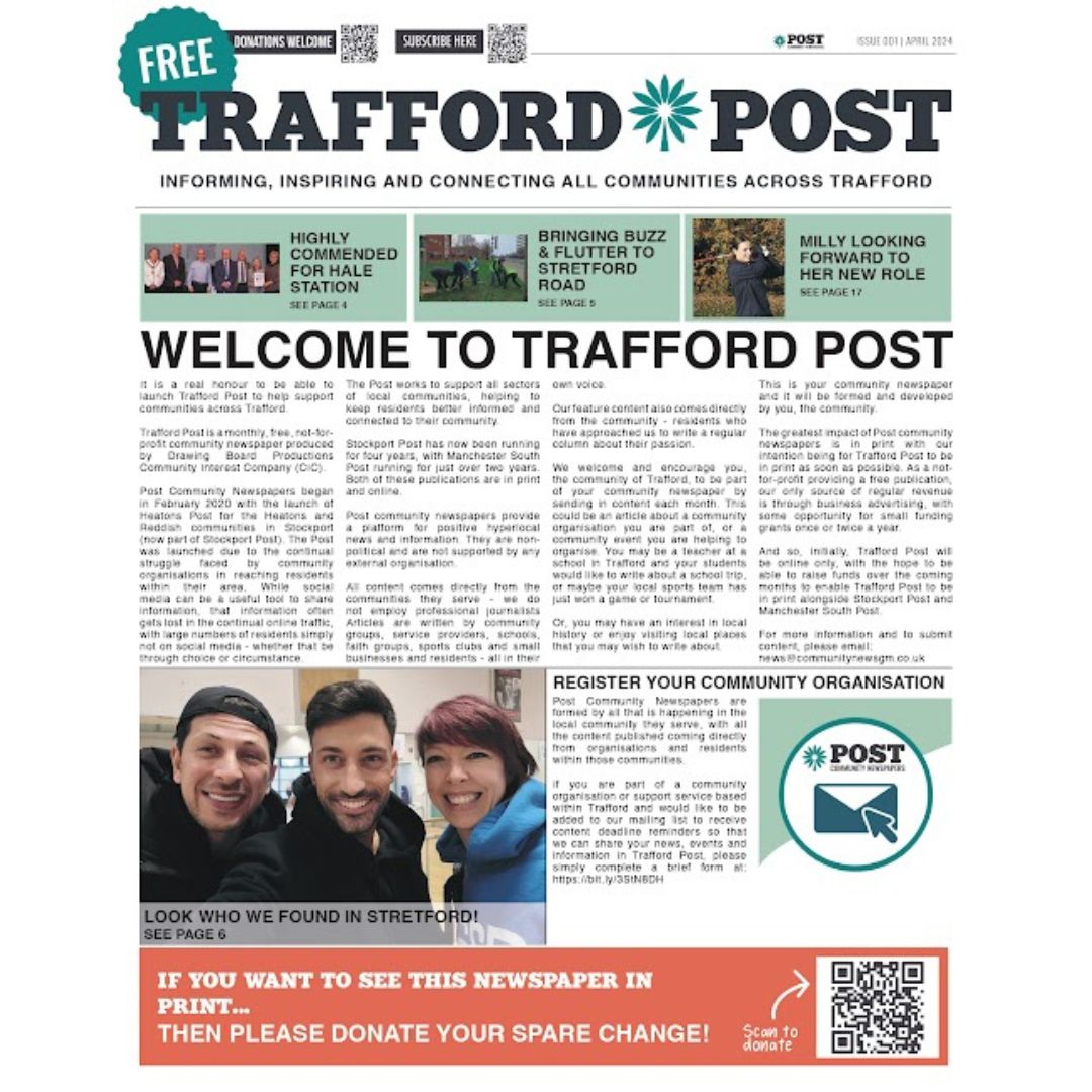 #FrontCover The April (and first!) issue of Trafford Post out tomorrow and available online.