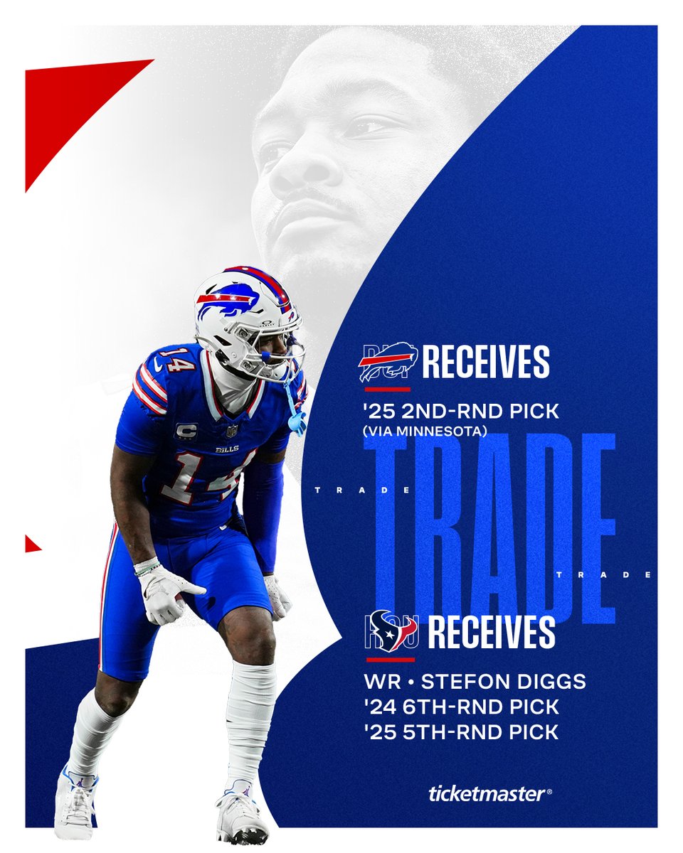 We’ve agreed to terms on a trade that will send WR Stefon Diggs to Houston for a 2025 second round draft pick. More details: bufbills.co/3TIfVnu