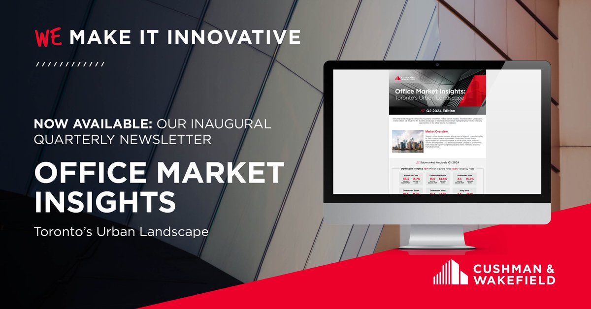 ClarkeStruthers's tweet image. Stay ahead of the curve with our quarterly newsletter packed with valuable office market insights! 📈 Don't miss out – click the link below to subscribe now and elevate your knowledge! cushmanwakefield.com/en/canada/offi…