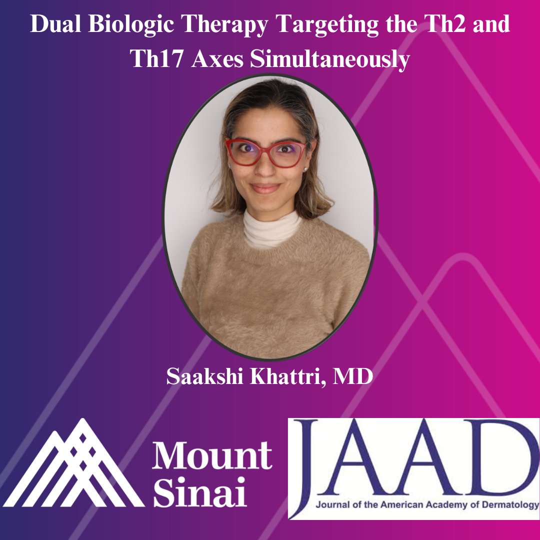Dr. Khattri's study at shows promising results with dual biologic therapy for atopic dermatitis plus psoriasis, PsA, or IBD 🌟. 75% of patients improved on this innovative treatment targeting Th2 &amp; Th17 axes 💉🔬 <a href="/EmmaGuttman/">Emma Guttman-Yassky</a> 

Read more: bit.ly/th2th17