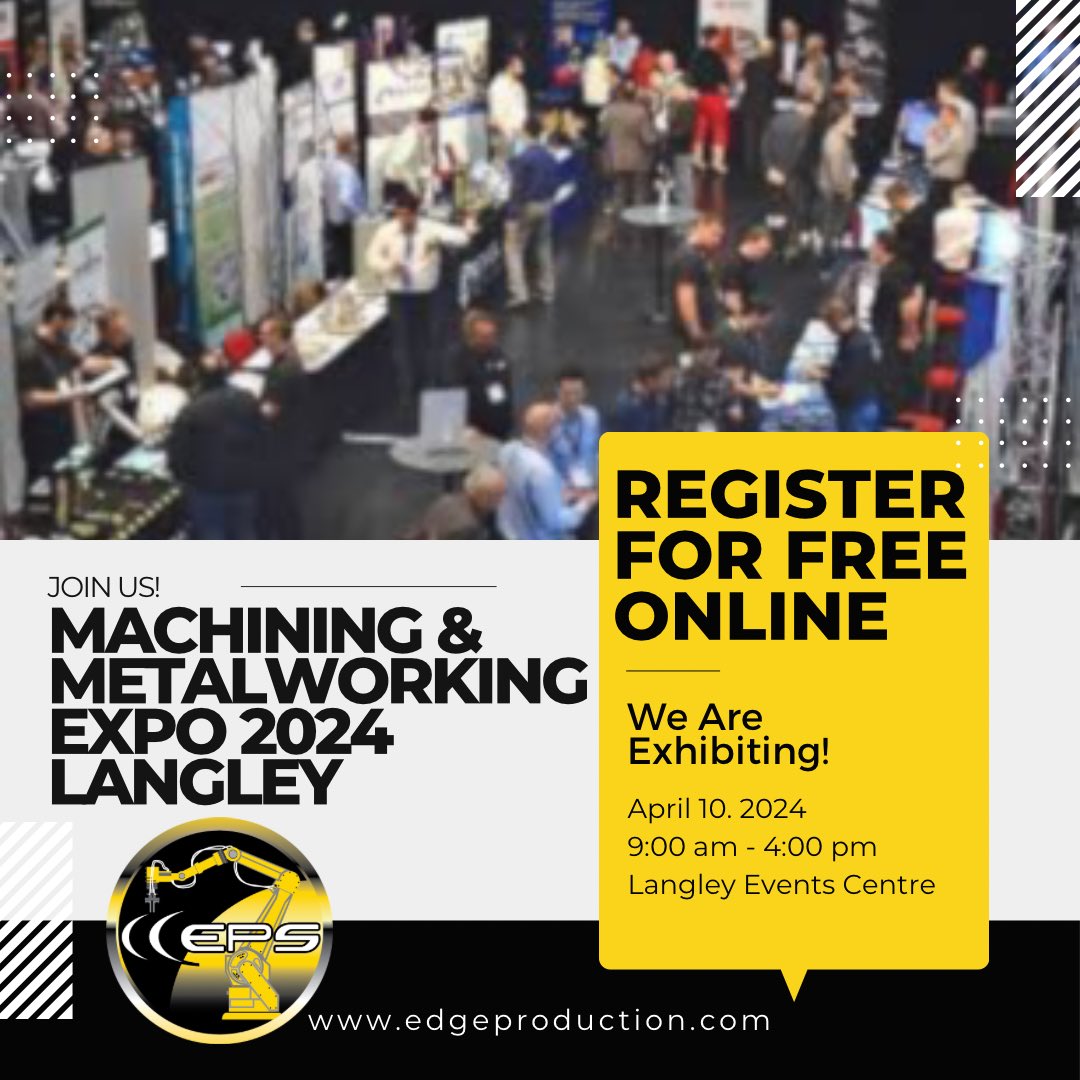 edgesupplies's tweet photo. If you haven't signed up for the Metalworking & Manufacturing Expo in Langley on April 10 you can still register for free! There's only a few spots left!
#EdgeProductionSupplies #TotalMachiningSolutions #metalworking #manufacturing #expo #machinetools #WesternCanada #OilandGas https://t.co/DVPeiSTuja