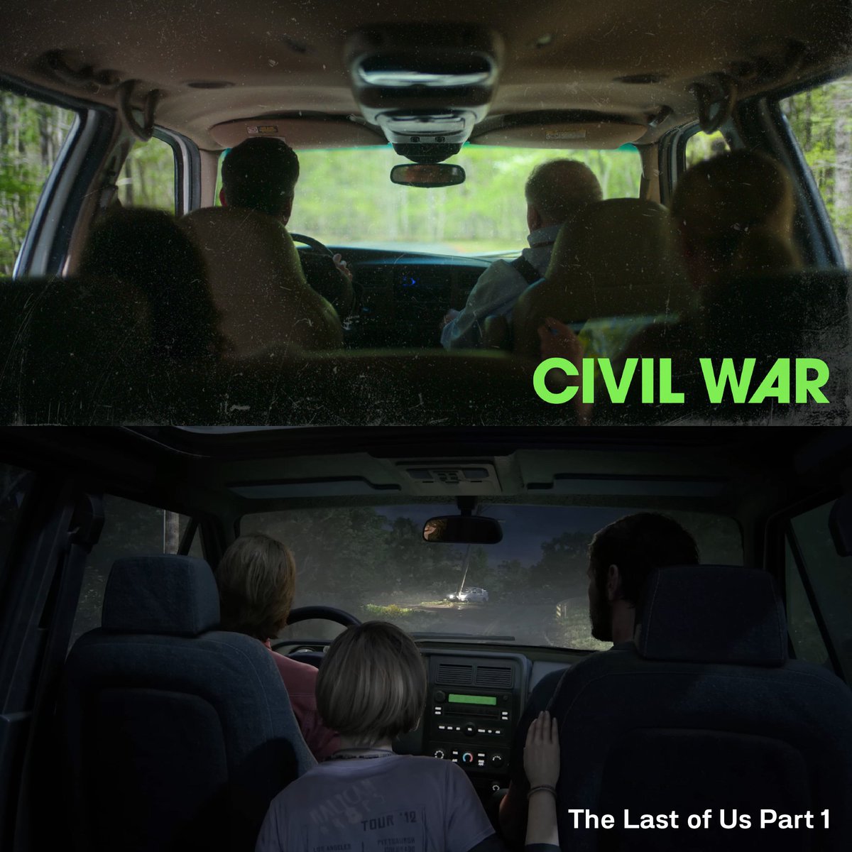 ฉากเปิดเกมในตำนานของ The Last of Us ภาคแรก แม้จะเป็นมุมกล้องมาตรฐานในการเล่าฉากขับรถในภาพยนตร์แต่เหนืออื่นใดคือสภาพแวดล้อมระหว่างทาง มู๊ดและโทนของดินแดนสหรัฐอเมริกาที่เกิดเหตุการณ์ร้ายแรงจนทุกสิ่งทุกอย่างไม่เหมือนเดิมอีกต่อไป

‘CIVIL WAR วิบัติสมรภูมิเมืองเดือด’ 11 เมษายนนี้