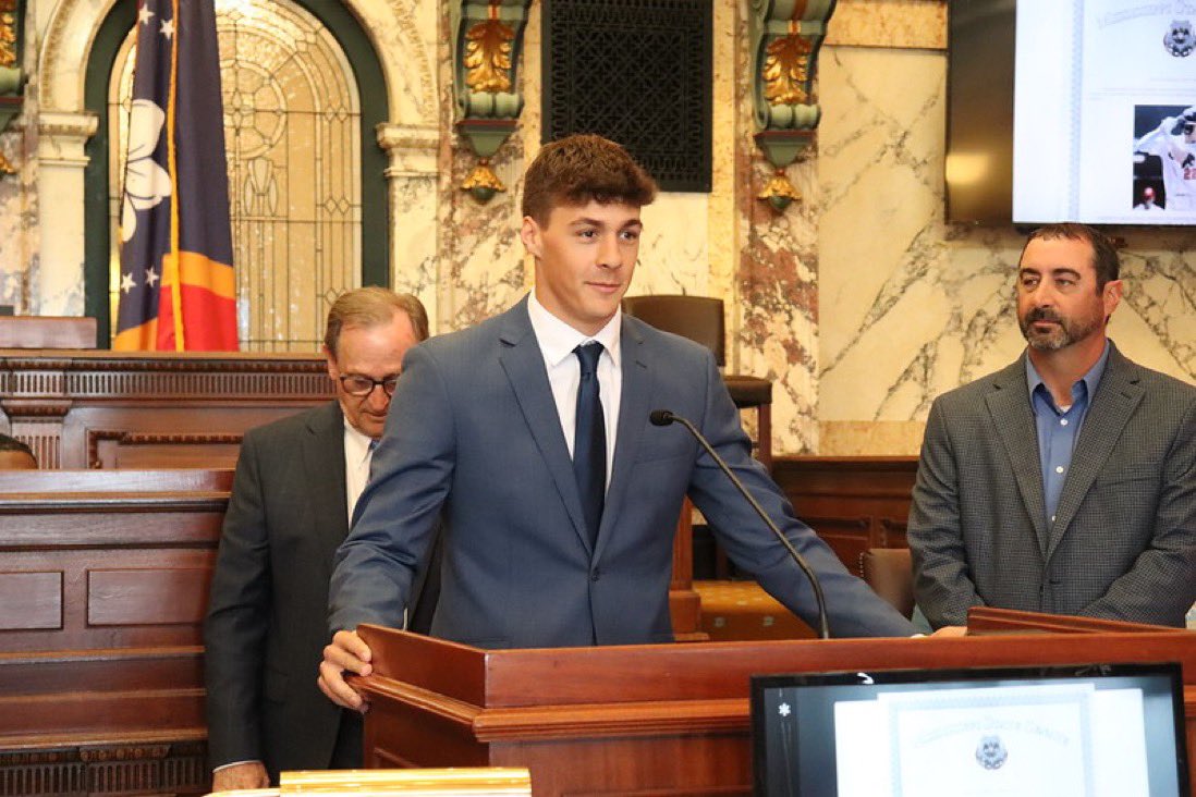 Congratulations to Prep senior @KonnorGriffin22 , who was honored on March 28 by the Mississippi Senate with the presentation of Senate Resolution 51, saluting his excellence as a baseball player.