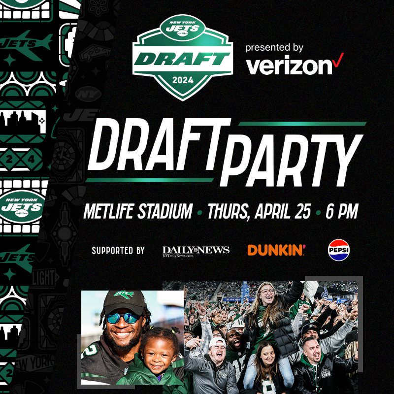 nyjets's tweet photo. DRAFT PARTY IS BACK! 🙌

You can get your tickets beginning at 2 pm tomorrow! https://t.co/e1uiiwuUI5