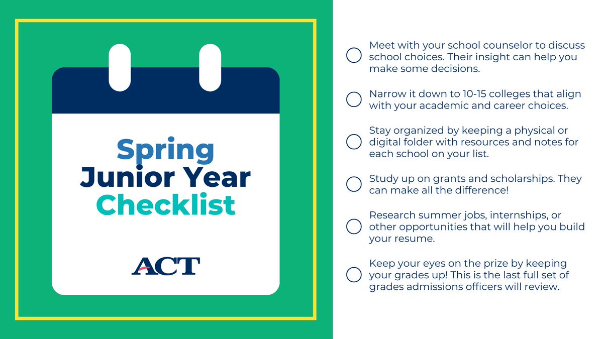 Spring into action, Juniors! 🌼These 6 essentials will put you a step ahead on your college planning journey. Get more helpful advice as you prepare: bit.ly/3EecBJb