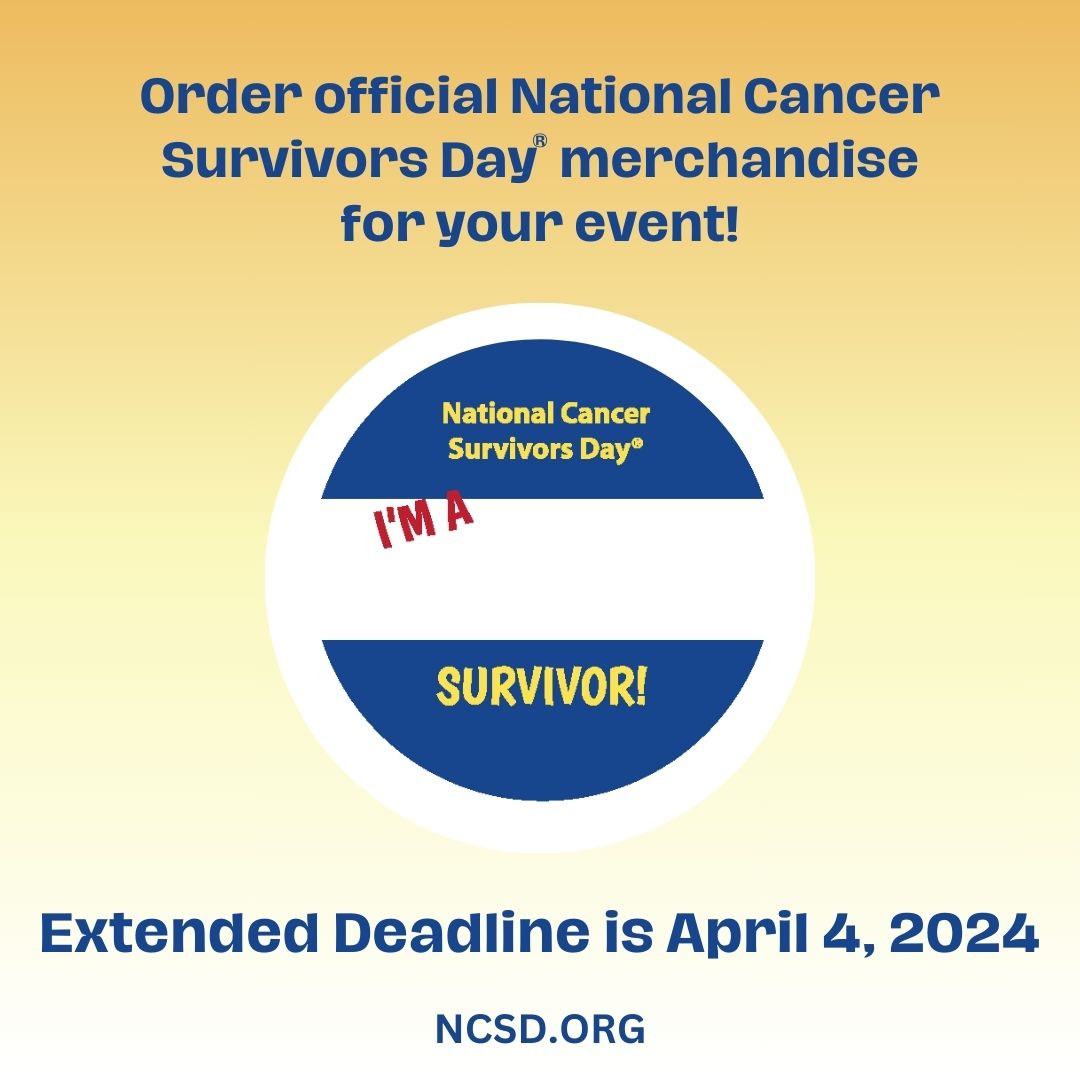 Tomorrow morning is your last chance to order NCSD merchandise for your event! Make sure to get your order in: ncsd.org/order-merchand… #CelebrateLife #CelebrationOfLife #NCSD #NationalCancerSurvivorsDay #NCSD2024