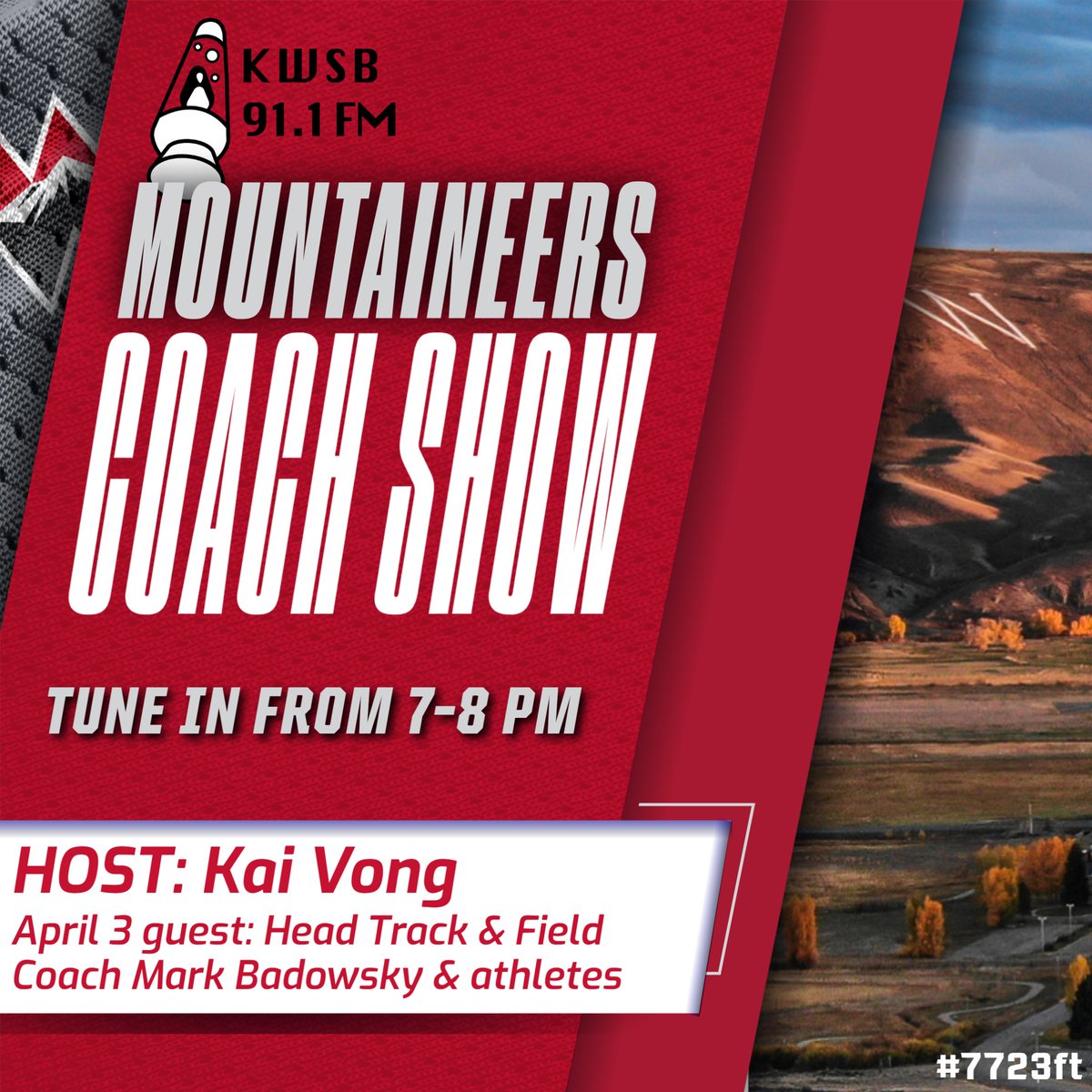 Catch T&F head coach Mark Badowsky and a couple of his athletes on tonight's Mountaineers Coach Show on KWSB! @KWSBfm @WesternTrack #ExcellenceElevated #7723ft #KWSBfm