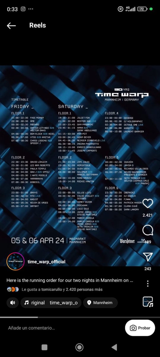 maxicarrera6's tweet photo. El sabado tengo mi primer fiesta masiva en europa. Si todo sale bien el cronograma es:
Anna
Pan pot
Sven bath
Solomun B2B Marcel Dettmann 
Nina kraviz
Richie hawtin. https://t.co/wzTuCoxcHk