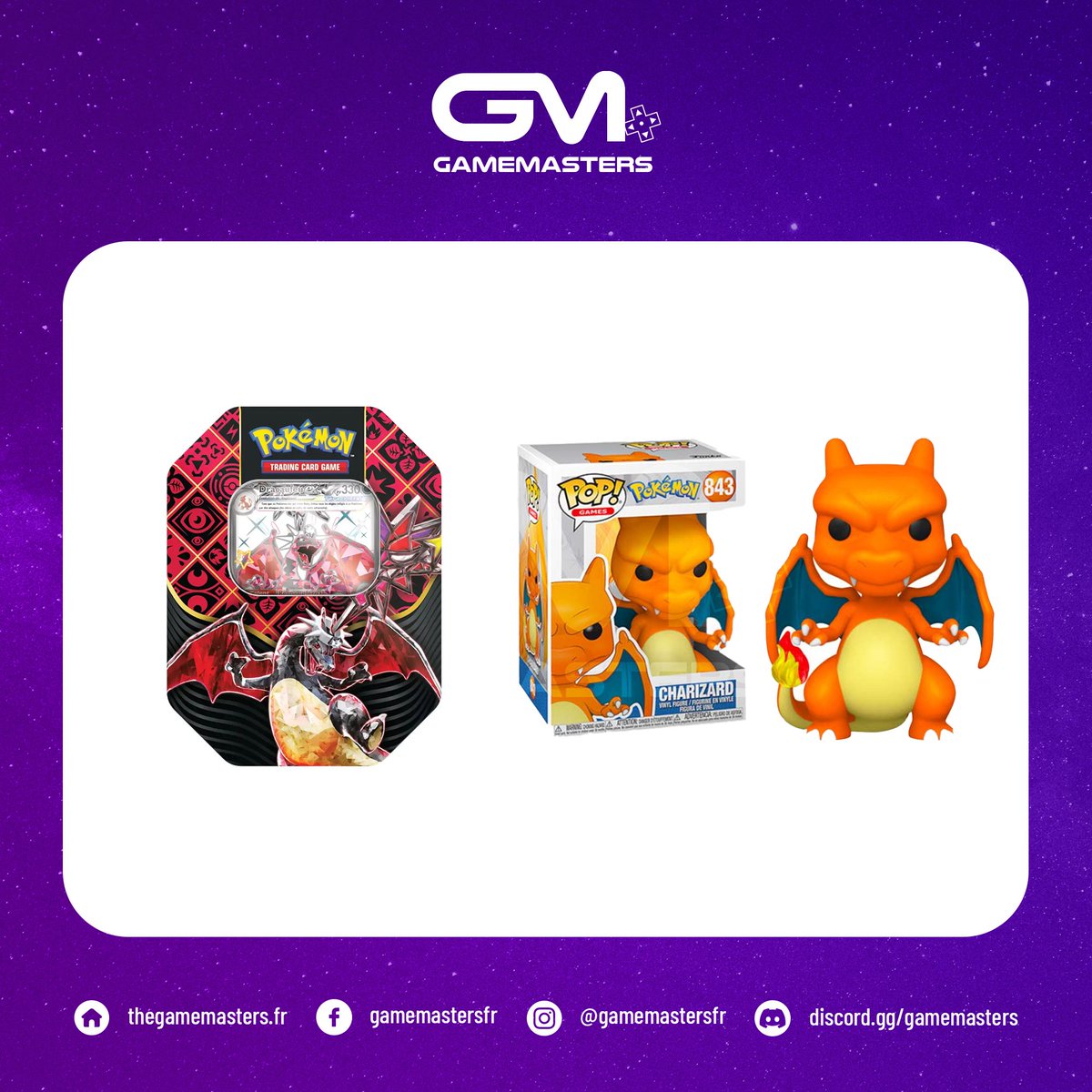 🎁 #concours Une Figurine Dracaufeu (Charizard) ainsi qu'une Pokébox Dracaufeu EV04.5 Destinées de Paldea sont à gagner ! 😍 🔷 Retweet 🔷 Suivre @GamemastersFr 🔷 Taguer 1 ami 🍀 1 gagnant, Tirage au sort le 10/04 #pokemon #pokemontcg