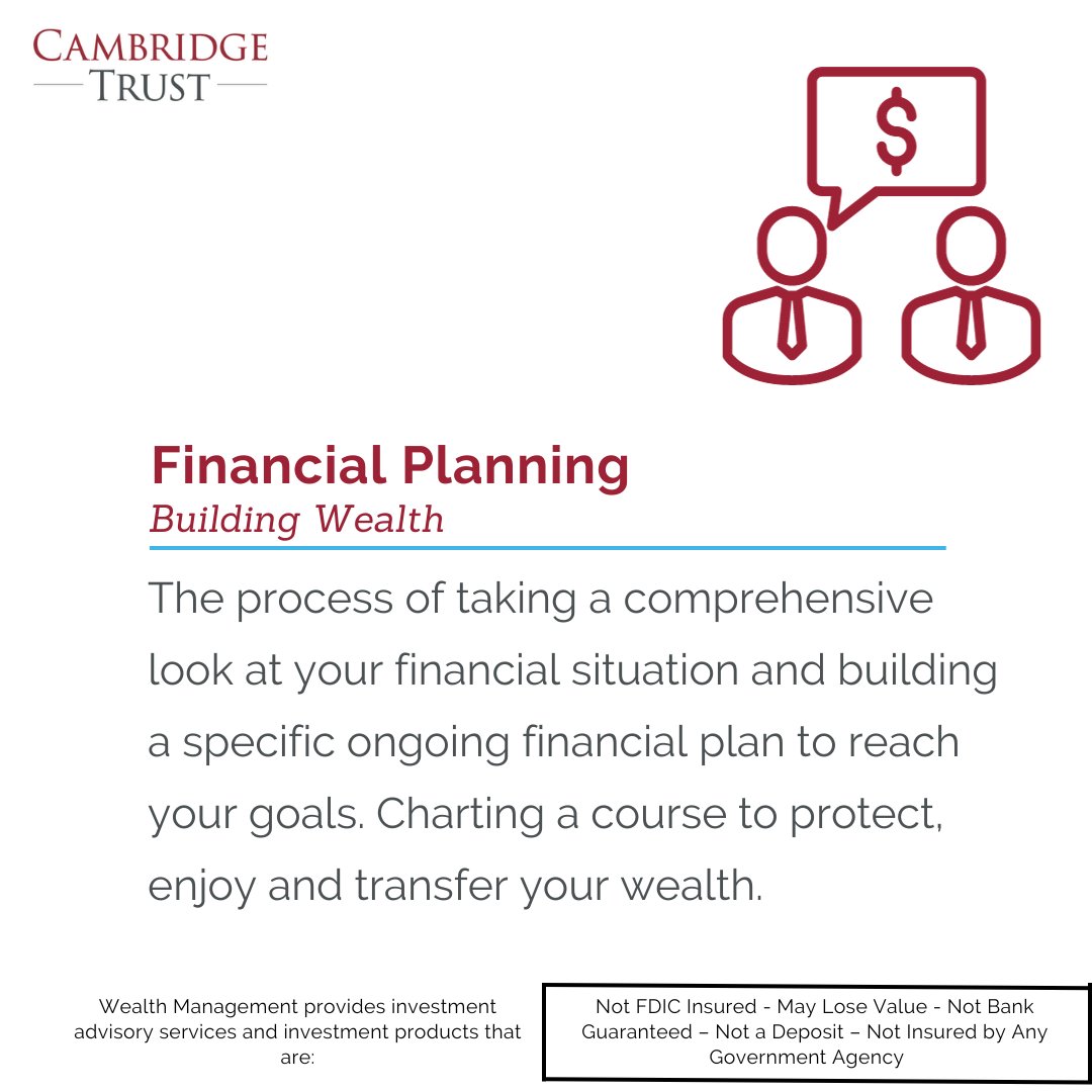 From saving for education and planning for retirement to managing taxes and reviewing your estate plan, we’ll create a comprehensive financial plan that will achieve what matters most to you. Learn more: cambridgetrust.com/wealth-managem… #WhatDoesItMeanWednesday