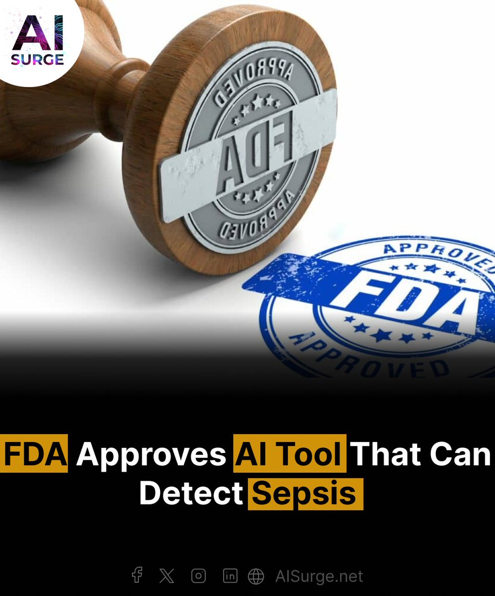 aisurgenet's tweet image. FDA approves Prenosis' AI tool, Sepsis ImmunoScore, for sepsis diagnosis. Integrates 22 parameters, improving patient care and prognosis.
#FDA #prenosis #DetectionTool