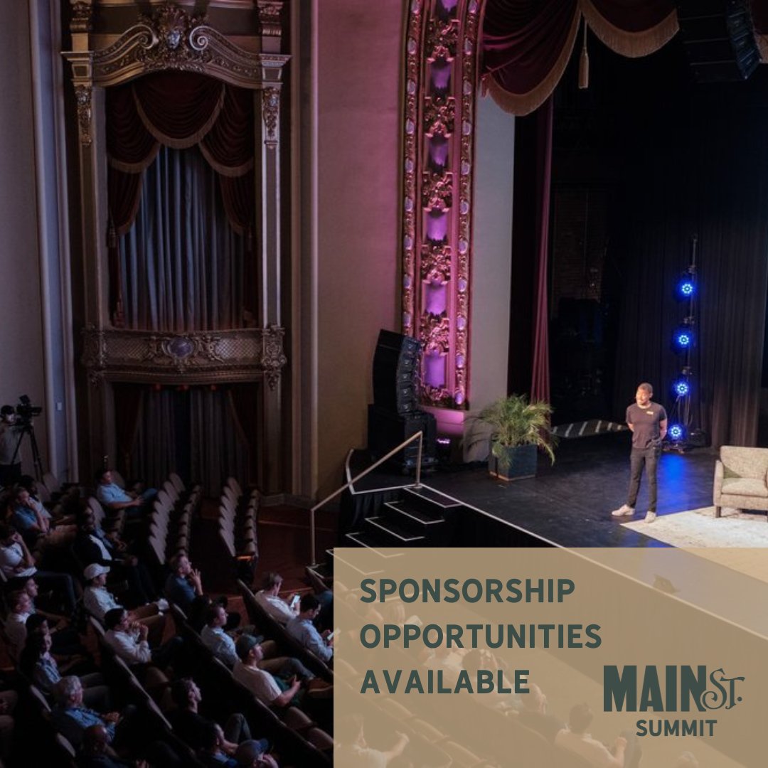 Are you interested in sponsoring Main Street Summit 2024? This is a reminder that at Main Street, we’re avoiding the traditional business expo feel. We're firm believers that lasting relationships and community are built through real moments, conversations, meals, coffeehouse…