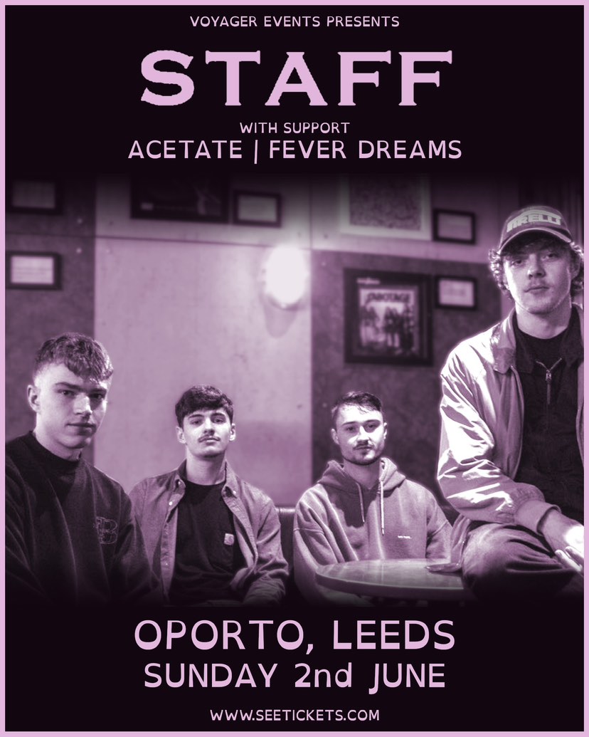 A great announcement to spice up any Wednesday - we'll be supporting the cracking @staffleeds on the 2nd June at @Oportobar along with @_acetateofficial! Get ya tickets here 👉🏼👉🏼👉🏼 seetickets.com/event/staff-wi…