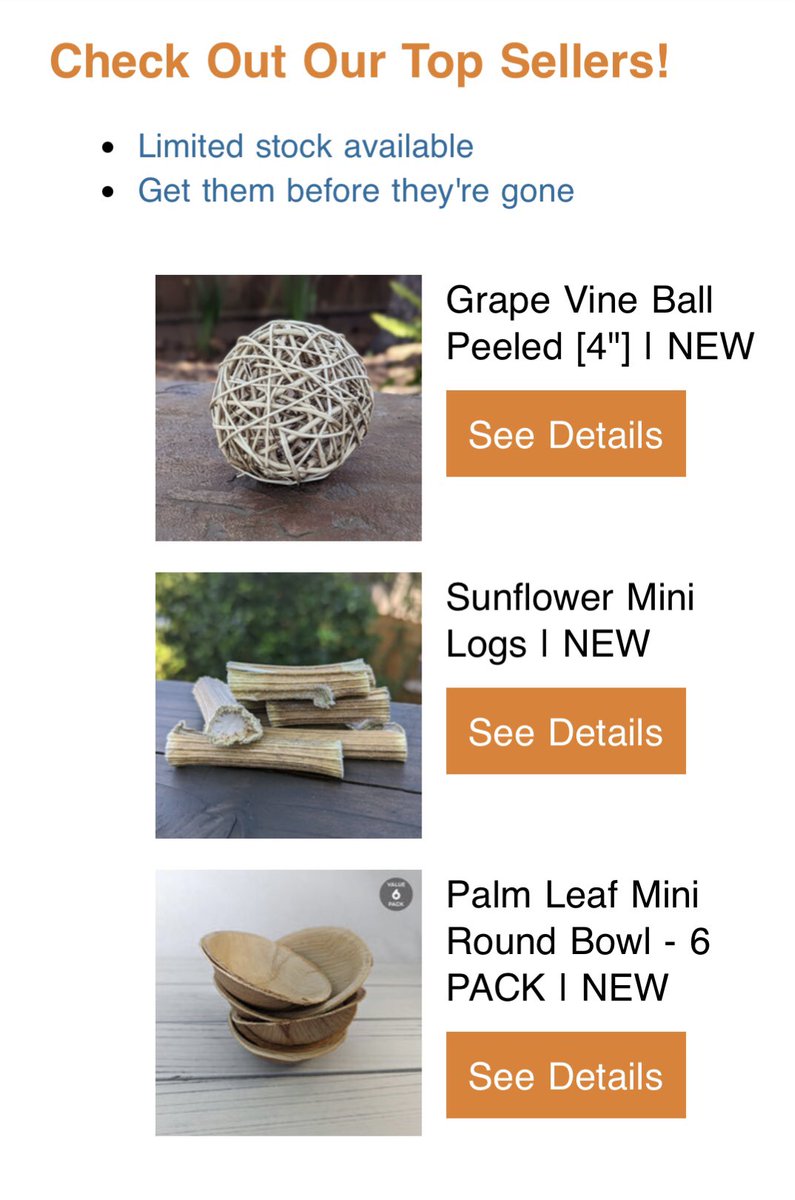 Check out our top sellers. Shop now! Grape Vine Ball - store.binkybunny.com/products/4-inc… Sunflower Mini Logs - store.binkybunny.com/products/sunfl… Palm Leaf Mini Round Bowls - store.binkybunny.com/products/palm-…