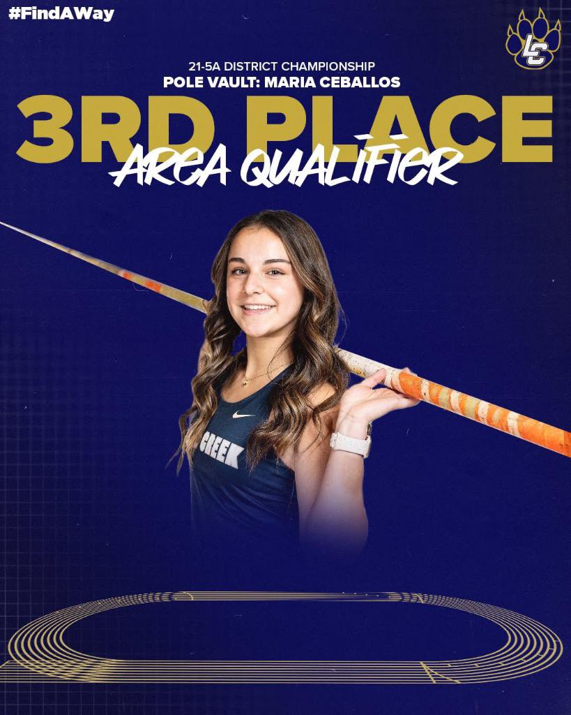 District 21-5A Meet Results 🏆
Pole Vault 
3rd Place 🥉

#FindAWay😤