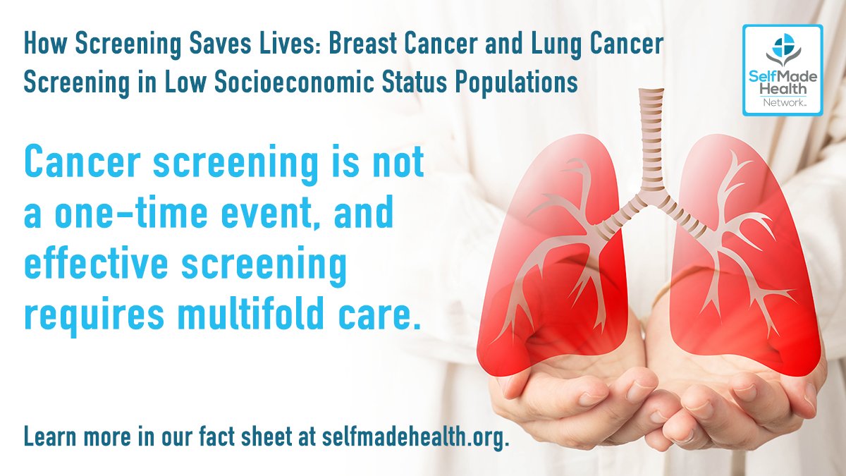 A3: Local initiatives that help pair screenings—like pairing lung & breast cancer screenings—can help improve screening rates & catch cancer early. Learn more in our free fact sheet: selfmadehealth.org/download-view/… #NPHWChat