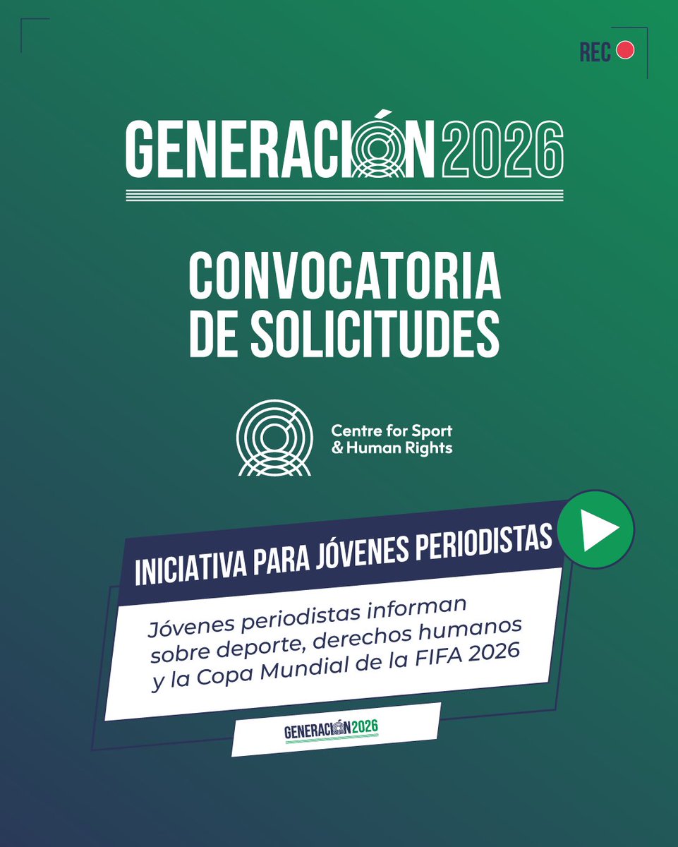 ¡Atención! 📢 Si tienes entre 15 y 17 años y te gusta informar sobre el deporte ⚽️🎙️y los derechos humanos , esta es tu oportunidad de formar parte del programa “Generación 2026: Iniciativa para #JóvenesPeriodistas” del @SportandRights #Convocatoria en: onx.la/df9e3