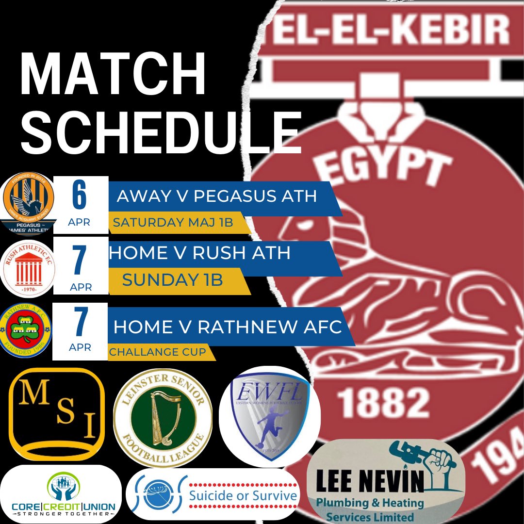 TEK Utd FC (@tekutdfc) on Twitter photo All 3 teams in action this weekend starting with our Saturday side making the short trip too play @PegsFC Saturday afternoon
on Sunday our intermediate team host <a href="/RushAthleticFc/">Rush Athletic Senior</a> at 11 o clock in stradbrook followed by our ladies team against <a href="/RathnewAFC/">Rathnew AFC</a> at 2
🔴⚪️ All 3 teams in action this weekend starting with our Saturday side making the short trip too play @PegsFC Saturday afternoon
on Sunday our intermediate team host <a href="/RushAthleticFc/">Rush Athletic Senior</a> at 11 o clock in stradbrook followed by our ladies team against <a href="/RathnewAFC/">Rathnew AFC</a> at 2
🔴⚪️