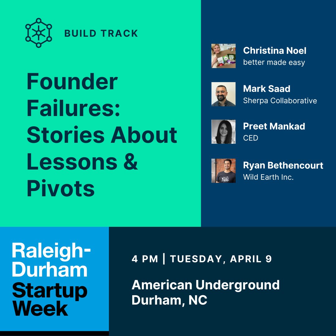Hear successful local founders share lessons learned from failures, pivots, & speed bumps they faced while building and scaling their companies.

Register today for free: raleighdurhamstartupweek.com

#rdsw2024 #yalltech