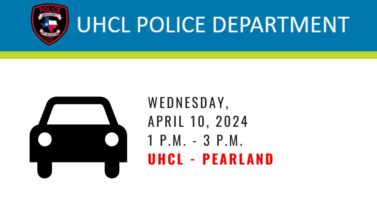 The UHCL Police Department will be providing Free VIN Etching to students, faculty, and staff on Wednesday, April 10th. #staysafeUHCL @UHClearLake @UHCLSGA @UHCLdos