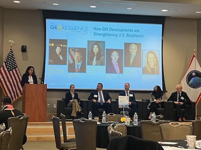 USGIF Vice President for Strategic Development Gary Dunow spoke about GIS AI application and the need to protect critical infrastructure GIS data on a panel titled 'How GIS Developments are Strengthening U.S. Resilience' during today's GeoResilience Summit in Huntsville.