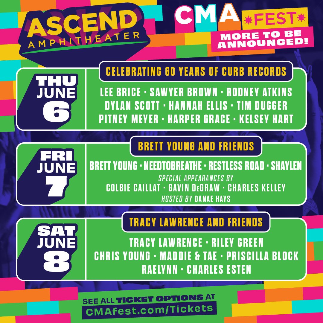 📢 Exciting news! We're gearing up for THREE incredible nights during #CMAfest! 🎶 Join us June 6-8 for epic concerts featuring Country legends and rising stars! Visit @CountryMusic for presale information 🎟️ Tickets go on sale Friday 4/5 at 👉livemu.sc/3U3GaX1