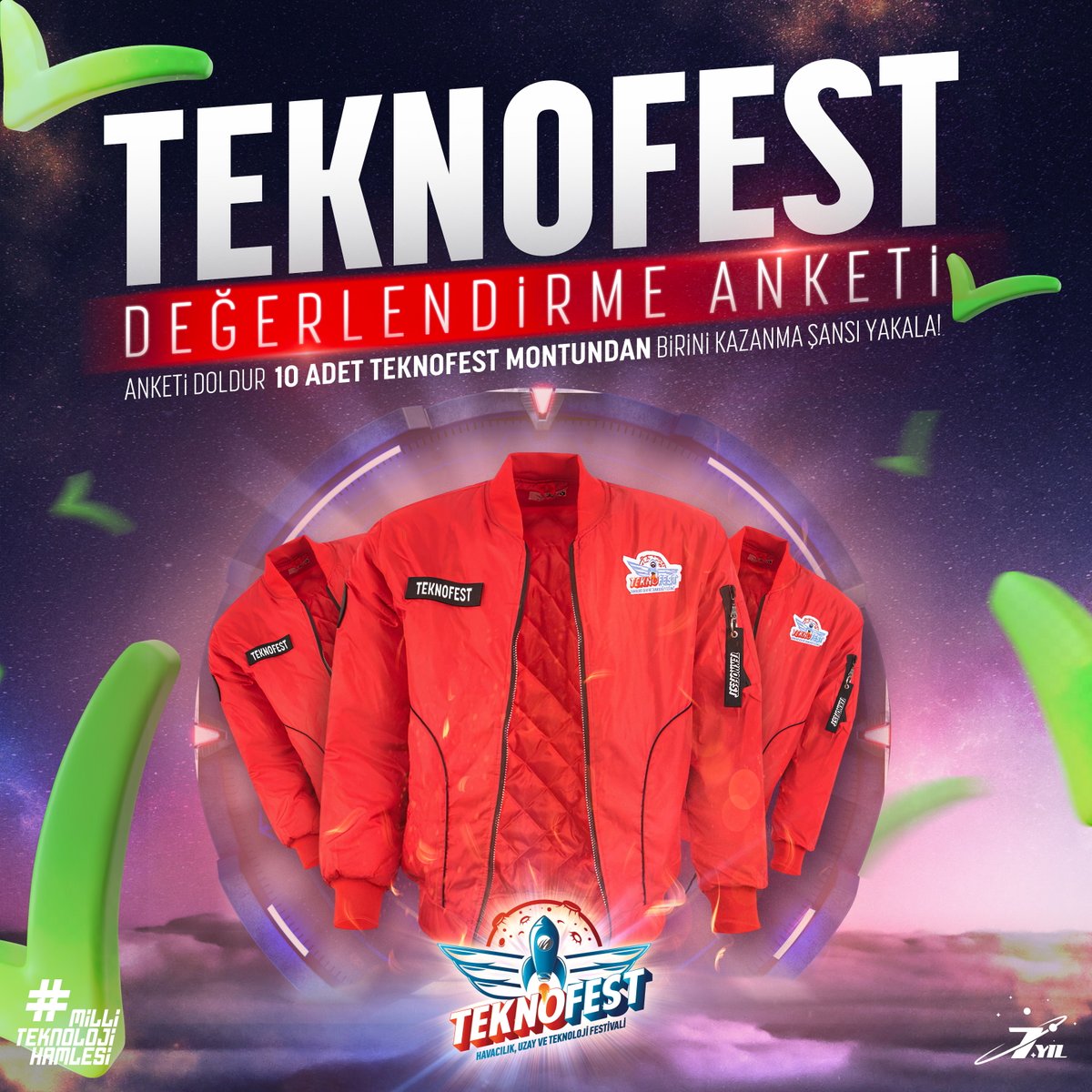 🎁 #TEKNOFEST Değerlendirme Anketi'ne katıl, çekilişle TEKNOFEST montu kazanacak 10 kişiden biri olma şansını yakala❗️🚀 👉 Ankete katılmak için: mth.tc/TFAnket