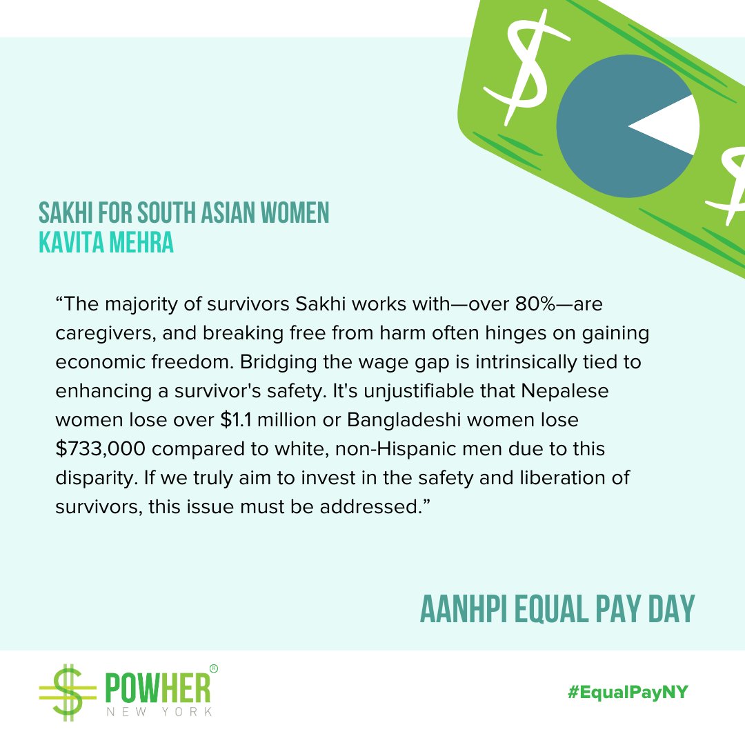 'It's unjustifiable that Nepalese women lose over $1.1 million or Bangladeshi women lose $733,000 compared to white, non-Hispanic men due to this disparity.' - @SakhiNYC #EqualPayNY #AANHPIEqualPay