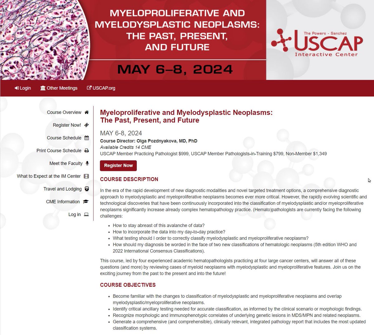 Interested in learning more about Myelodysplastic & Myeloproliferative neoplasms? Join us @TheUSCAP interactive microscopy course May 6-8 in #PalmSprings ☀️ Myself, Drs. O. Pozdnyakova, R. Hasserjian & E. Mason will be teaching the course. The cases are spectacular .. if I may…