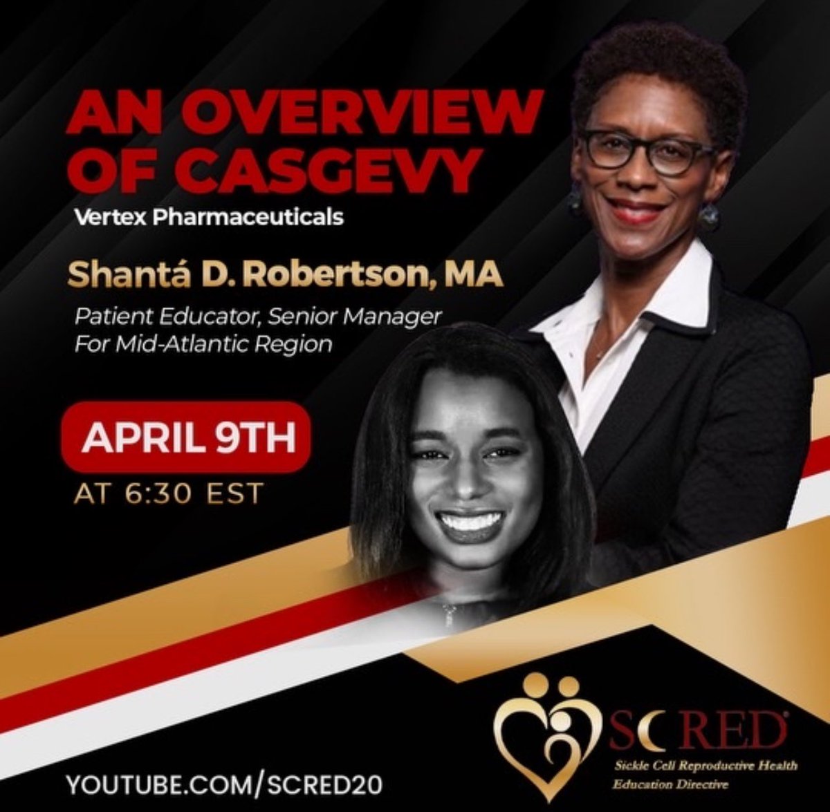 I'm excited to hear more about Casgevy, one of the two recently approved gene therapies for sickle cell. 

Register here to join us: sicklecellred.org/webinars