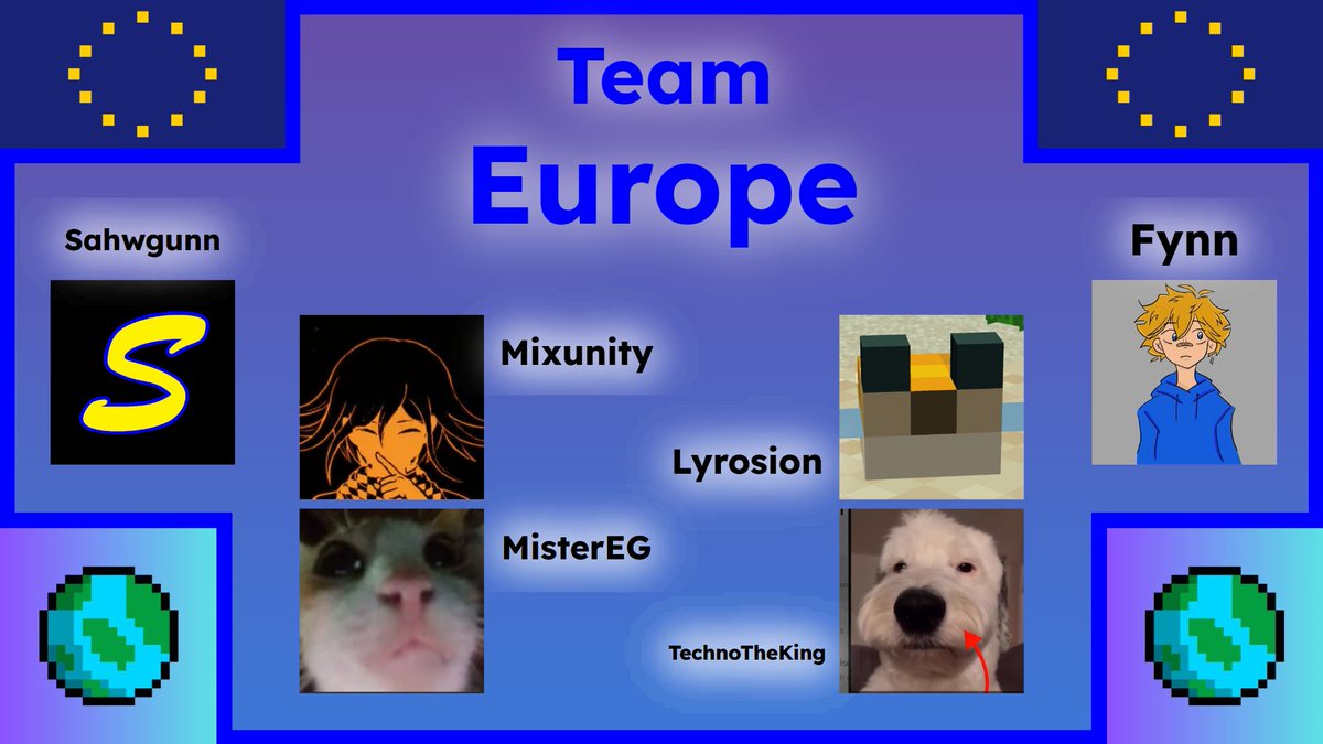 MCCI World Cup (@mcciworldcup) on Twitter photo ๐ Announcing Team Europe! ๐
A Brand New Challenger, Beware!
<a href="/sahwgunn/">Sahwgunn</a> <a href="/_Mixunity/">Litten Lover</a> <a href="/Mister_EG_/">MisterEG</a> <a href="/randomguybest/">RandomGuy</a> TechnoTheKing <a href="/bluebearchen/">bluebearchen</a> ๐ Announcing Team Europe! ๐
A Brand New Challenger, Beware!
<a href="/sahwgunn/">Sahwgunn</a> <a href="/_Mixunity/">Litten Lover</a> <a href="/Mister_EG_/">MisterEG</a> <a href="/randomguybest/">RandomGuy</a> TechnoTheKing <a href="/bluebearchen/">bluebearchen</a>