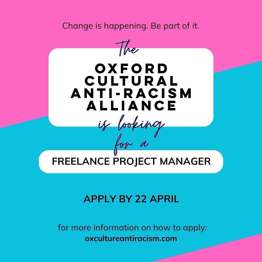 Project manager needed! OCARA are looking for a Project Manager with passion for equity and a commitment to the dismantling of systemic racism within the cultural sector in Oxford and beyond Apply here ocaraadmin.wordpress.com/opportunities/ @FusionArtsOx