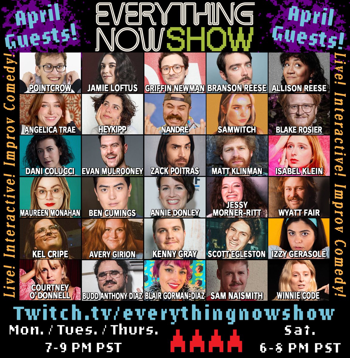 ok apparently all the guests from our original April lineup dropped out except for @winniecode so these people will have to do.