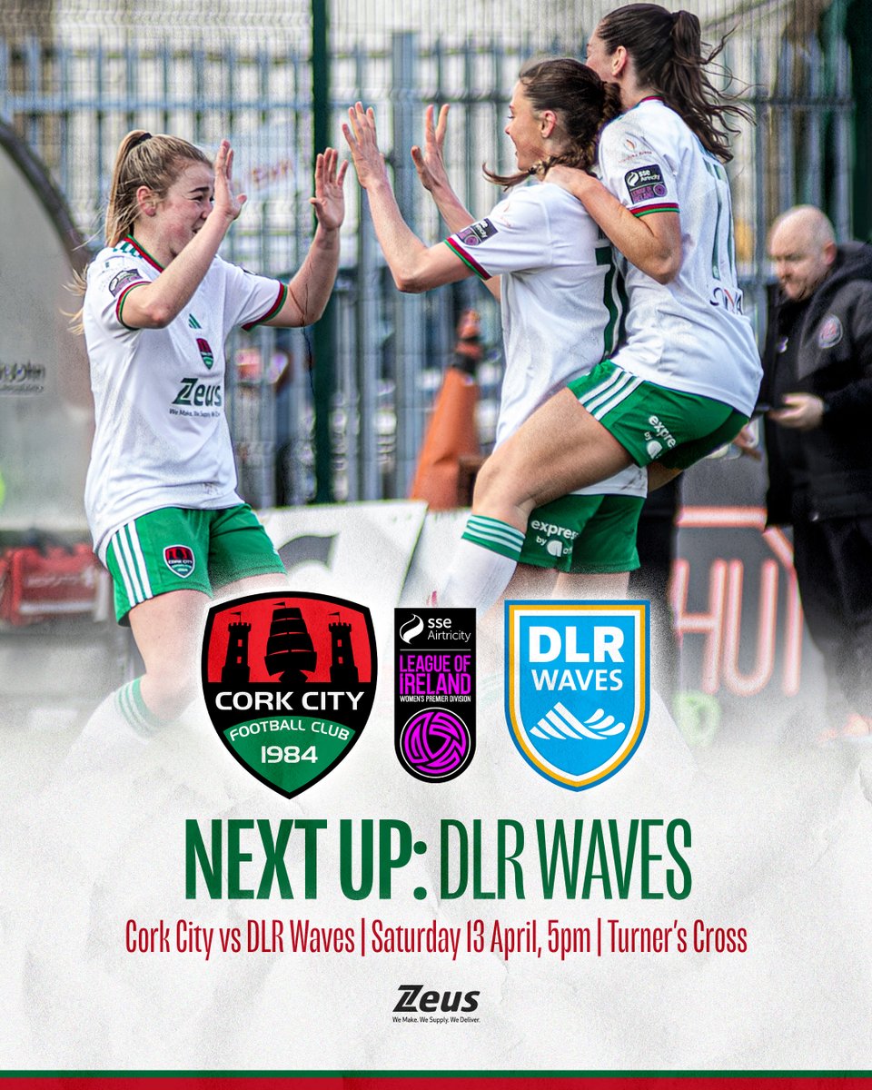 𝗡𝗲𝘅𝘁 𝗨𝗽: 𝗗𝗟𝗥 𝗪𝗮𝘃𝗲𝘀 (𝗛) No game this weekend, but we're back at Turner's Cross on Saturday, 13 April as we welcome DLR Waves! Tickets are on sale now, €10 for adults and U16s get in for free! 👇🏼 corkcityfc.ticketco.events/ie/ie/e/wpd_co… #CCFC84 || #WLOI