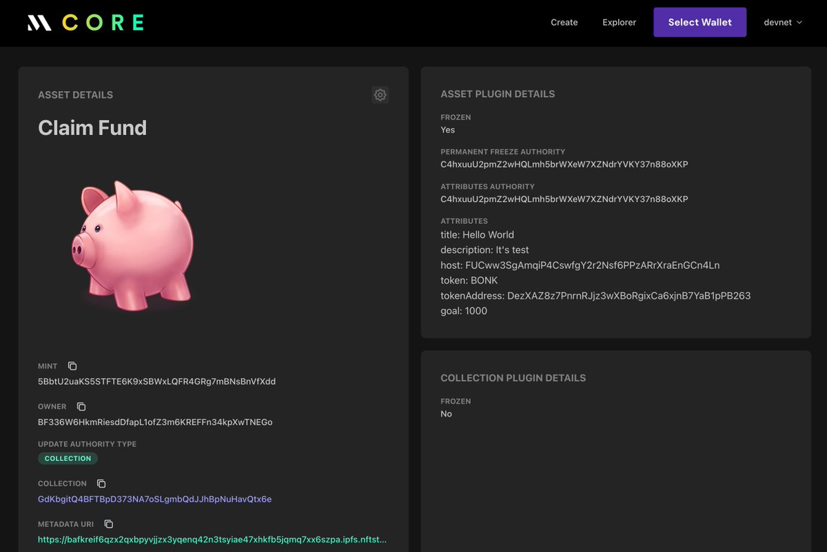 claimfund's tweet photo. Minted this using Metaplex Core! Fully on-chain! https://t.co/YtnoVsmO3f
