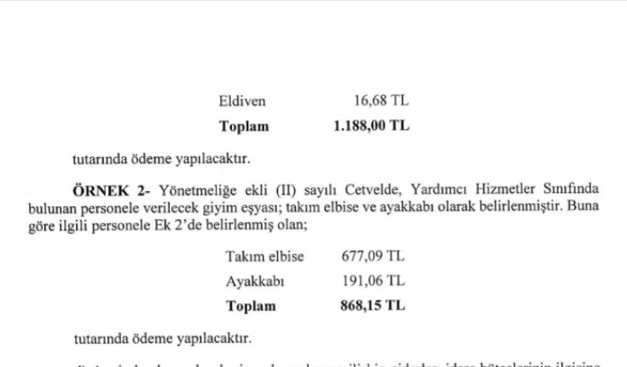Hazine ve Maliye Bakanlığı'nın, çalışanlara yapacağı giyecek yardımı belli oldu(!). 

Takım Elbise 677,09 TL, 
Ayakkabı 191,06 TL

2024 yılı için TRT çalışanlarına 42 bin TL, #yardımcıhizmetlersınıfı çalışanlarına ise 868,15 TL giyecek yardımı yapılacak.

Bunu kazanım diye