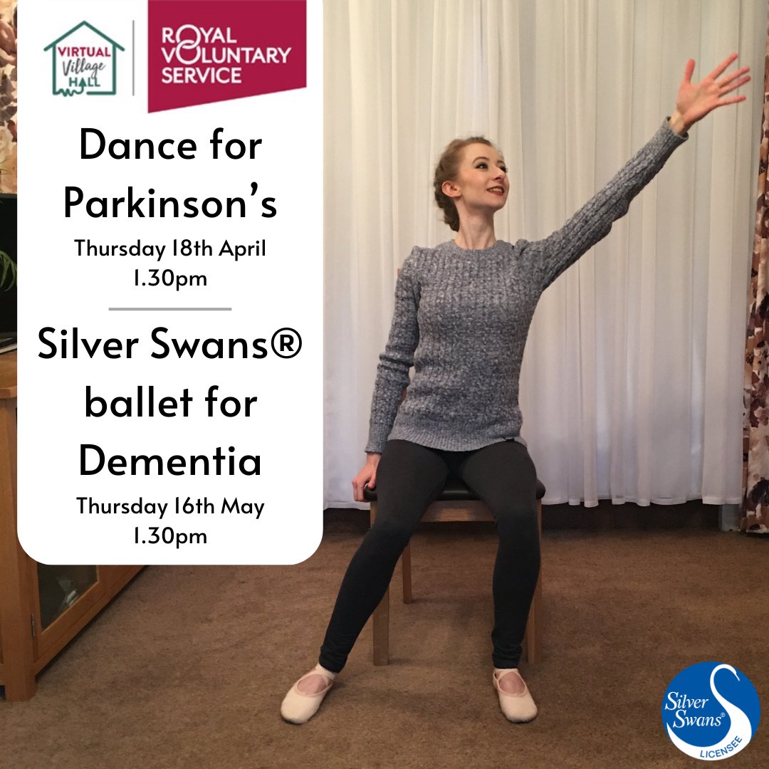 As a fully-qualified Dance for Parkinson’s and chair-based exercise tutor, I’m really looking forward to teaching two new chair-based sessions in the <a href="/VirtualVillHall/">Virtual Village Hall by Royal Voluntary Service</a> for Parkinson’s Awareness Month and Dementia Action Week.

#danceforparkinsons #radsilverswans <a href="/RADheadquarters/">Royal Academy of Dance</a>