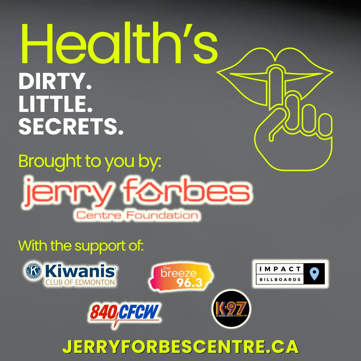 FREE event, Apr. 13, Health's Dirty Little Secrets, recommended for ages 40+. Uncomfortable health topics that MUST be talked about! 11am - 3pm, @JerryForbesCntr, & a free bbq lunch. Pls register: bitly.ws/3hnGf @prostatealberta The MAN VAN will be here!