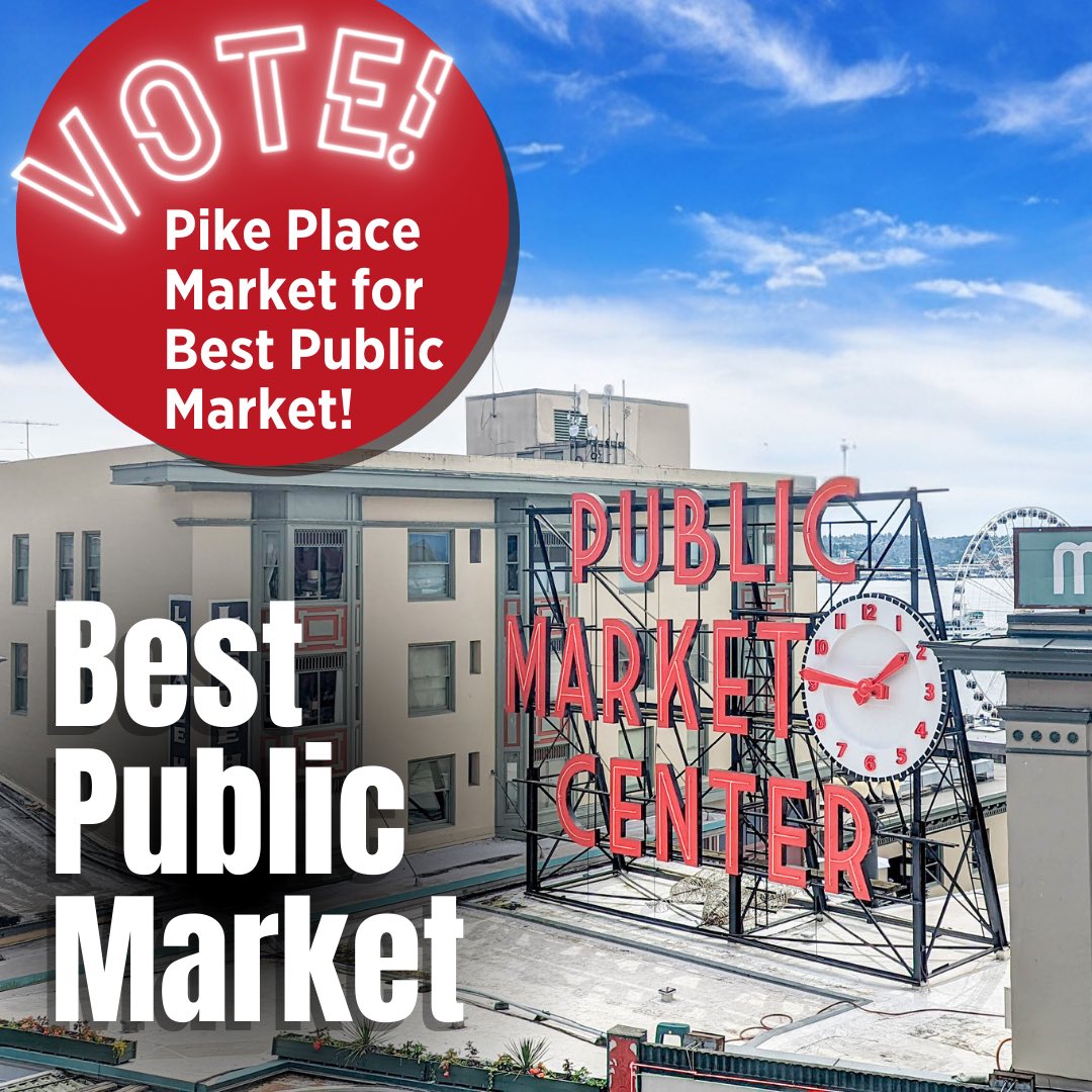 We need your VOTE! ✅ USA Today launched a Readers' Choice poll for the @10Best Public Markets. Let's make Pike Place Market #1! ⁣VOTE: 10best.usatoday.com/awards/travel/… The voting runs through April 15th,, and you can vote every day! #PikePlaceMarket