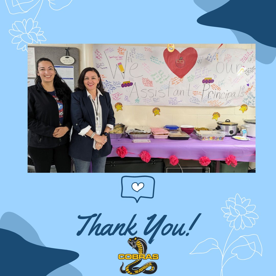 This week we Celebrate National Assistant Principal’s Week! We would like to highlight our great AP’s Mrs. Adriana Flavian and Mrs. Luz Valenzuela. The Cobra Family is so lucky to have your leadership, kindness, and commitment! 🌟🎉