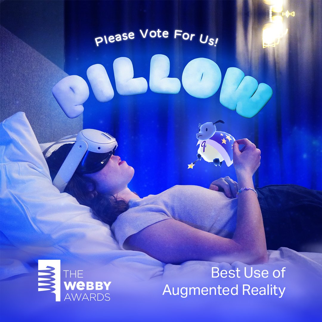 Big news! PILLOW just got nominated for @TheWebbyAwards for 'Best Use of AR'! But we need your vote! Can you guys vote for us, RT this and leave a reply once you do? It'd mean the world to us! 💙 vote.webbyawards.com/PublicVoting#/…